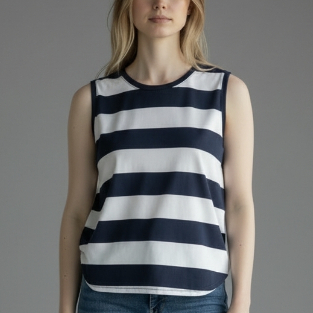 J. Crew Factory Silky Striped Sleeveless Tee, Size L